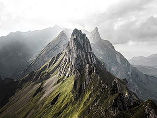gray and black mountain, nature, Switzerland, clouds, mountains
