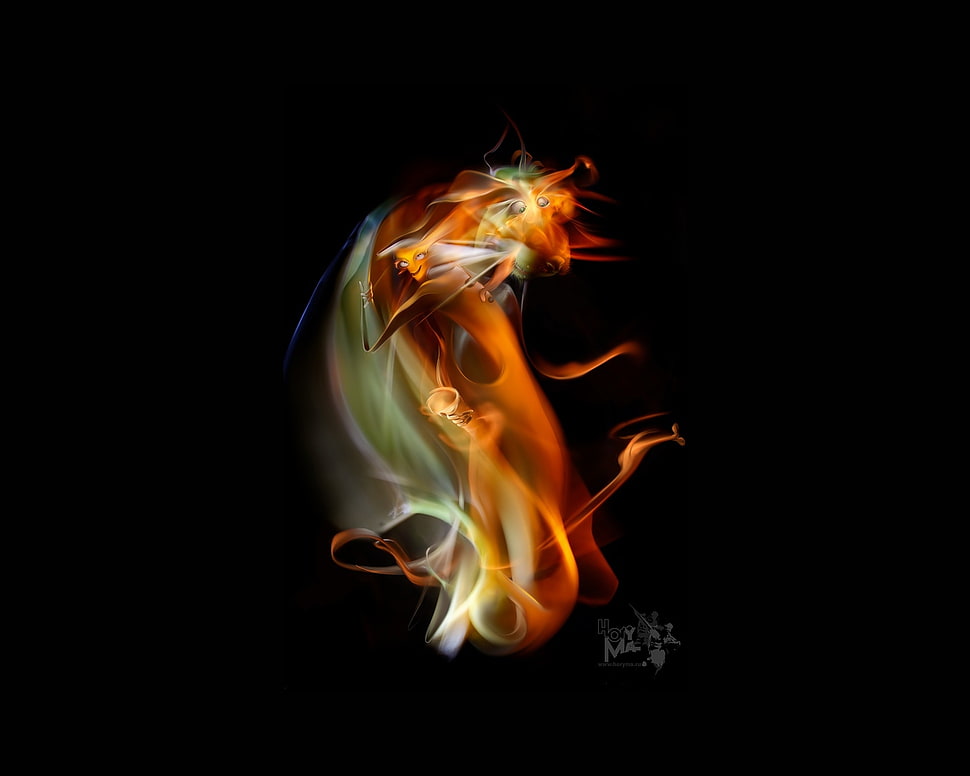orange and green color illustration HD wallpaper