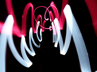 long exposure photo of white and red light streaks