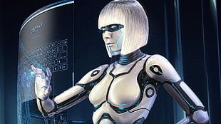 white female robot, robot, Gynoid HD wallpaper