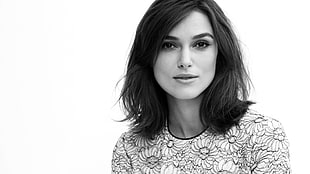 Hollywood actres poster, actress, Keira Knightley, monochrome, portrait HD wallpaper
