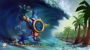 monster playing surf digital wallpaper, Strife, video games, fantasy art, concept art