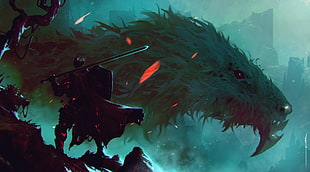 person holding sword and shield illustration, fantasy art, Dark Souls III HD wallpaper