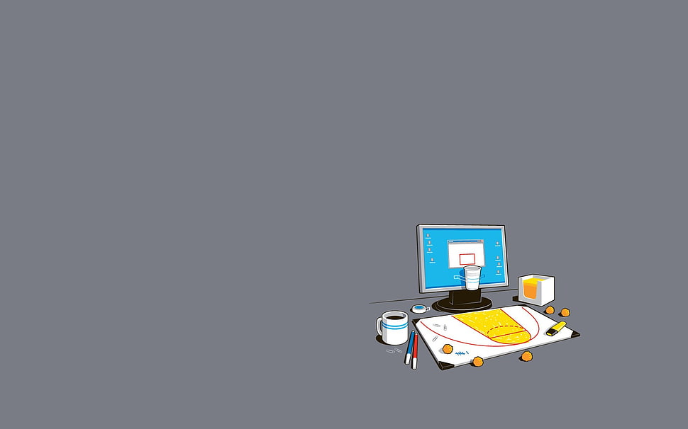 computer setup illustration HD wallpaper