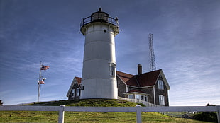 white lighthouse, landscape, lighthouse HD wallpaper
