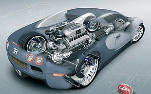 gray coupe illustration, vehicle, car, sports car, wheels HD wallpaper