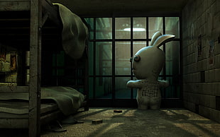 white rabbit 3D wallpaper, Raving Rabbids, Ubisoft, prisons, jail