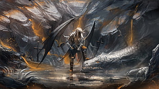 winged game character gameplay screenshot, dragon HD wallpaper