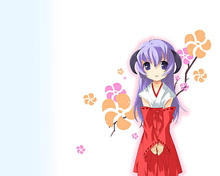girl purple hair anime character HD wallpaper