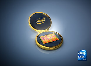 intel gold-colored case chips HD wallpaper