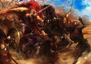 male with red cape painting, anime, Fate Series, Fate/Zero, Rider (Fate/Zero) HD wallpaper