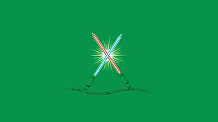 red and blue lightsabers illustration