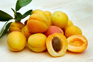 variety of yellow fruit on top of brown wooden table