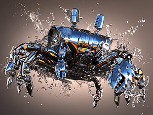 gray metal crab digital wallpaper, digital art, animals, CGI, render