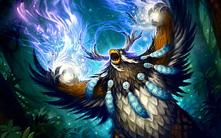 photo of brown, white, and blue mythical creature