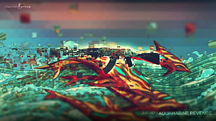 school of brown fish artwork, Counter-Strike: Global Offensive, AK-47 HD wallpaper