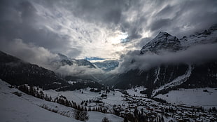 white mountains, nature, landscape, clouds, mountains