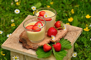 strawberry shake on drinking glass HD wallpaper