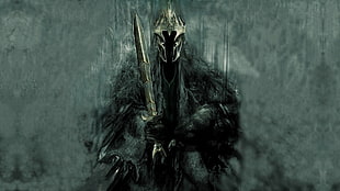 character holding sword digital wallpaper, Witchking of Angmar, The Lord of the Rings, fantasy art