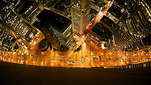 aerial photography of city structures during nighttime HD wallpaper
