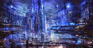 high-rise building HD wallpaper, digital art, science fiction, futuristic city
