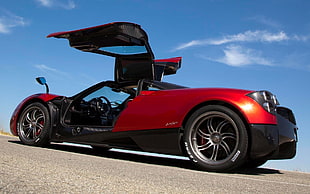 red and black sports car, sports car, Pagani, Pagani Huayra, car