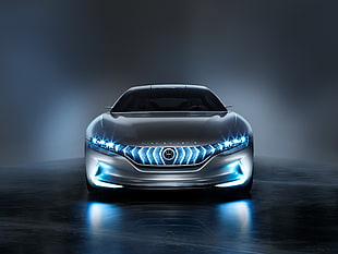 silver futuristic car, Hybrid Kinetic GT, Pininfarina, Geneva Motor Show