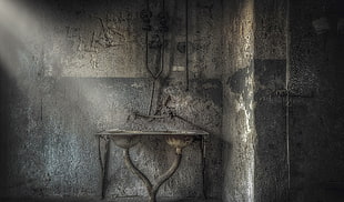 gray steel double sink, ruin, room HD wallpaper