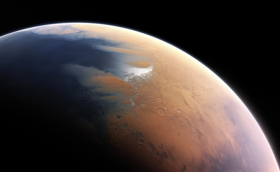 brown and blue planet HD wallpaper
