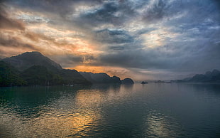 silhouette of mountain and lake, nature, landscape, Halong Bay, Vietnam
