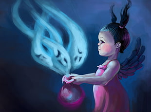 girl fairy capturing souls painting HD wallpaper