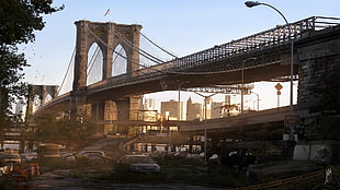 Brooklyn Bridge, New York, New York City, bridge, ruin, New Jersey