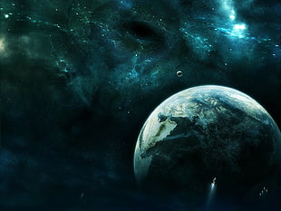 planet earth illustration, space, science fiction, digital art, planet HD wallpaper