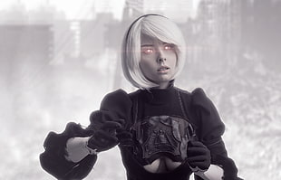 female character wearing black top, Disharmonica, Helly von Valentine, 2B (Nier: Automata), Nier: Automata