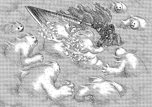 white ghost illustration, Kentaro Miura, Berserk, Guts