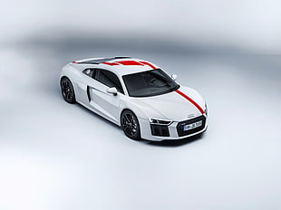 white and red Audi miniature coupe HD wallpaper
