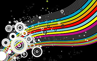 black, pink and yellow rainbow illustration