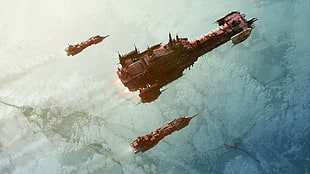 brown spacecraft illustration, science fiction, artwork, Warhammer 40,000, Exterminatus HD wallpaper
