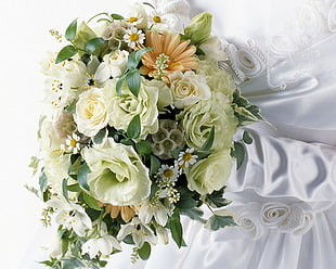 green wedding bouquet close-up photo