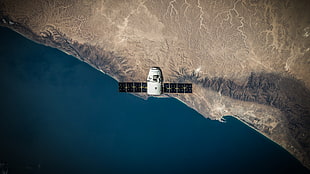 black and white man-made satellite, SpaceX, orbiter, space