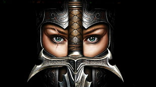 female knight illustration HD wallpaper