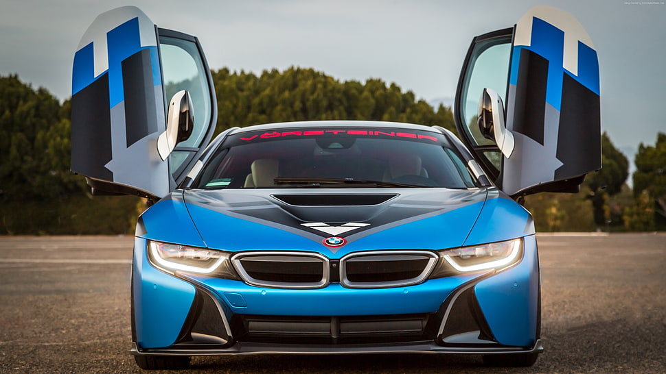 blue BMW i8 HD wallpaper