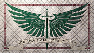 green sword with wings logo, Warhammer, space marines, mosaic, 40k