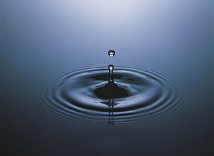 water droplet on calm body of water