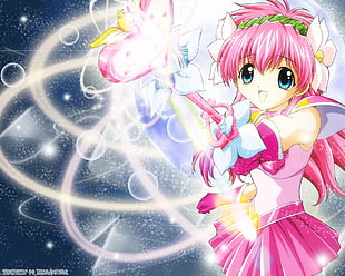 pink haired girl illustration