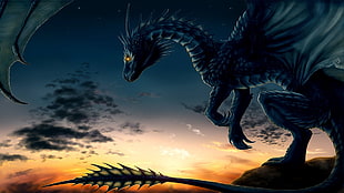 dragon illustration, dragon, fantasy art HD wallpaper