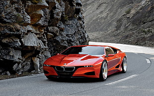 red BMW coupe, car, BMW, red cars