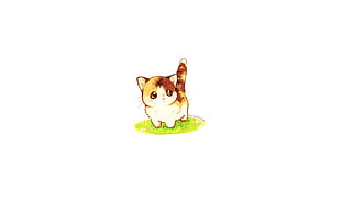 brown and white cat illustration, cat