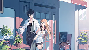 female and male anime characters, Persona series, Persona 5, Protagonist (Persona 5), Sakura Futaba HD wallpaper