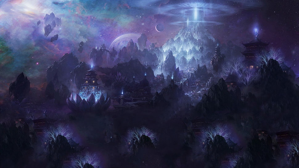 black mountain range digital wallpaper, fantasy art HD wallpaper